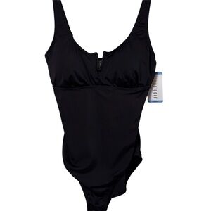 ANNE COLE BLACK RIBBED ONE PIECE WOMEN SWIMSUIT SIZE LARGE BRAND NEW WITH TAGS